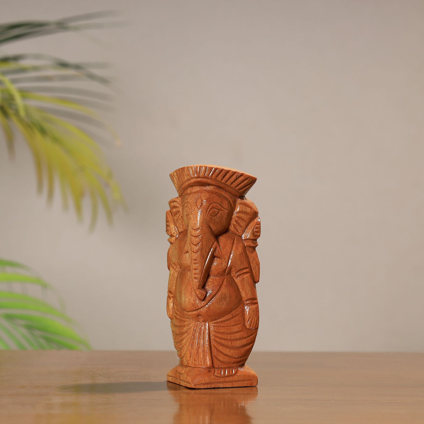 Lord Ganesha - Traditional Burdwan Wood Craft Sculpture (Small) (5.5 in) 23