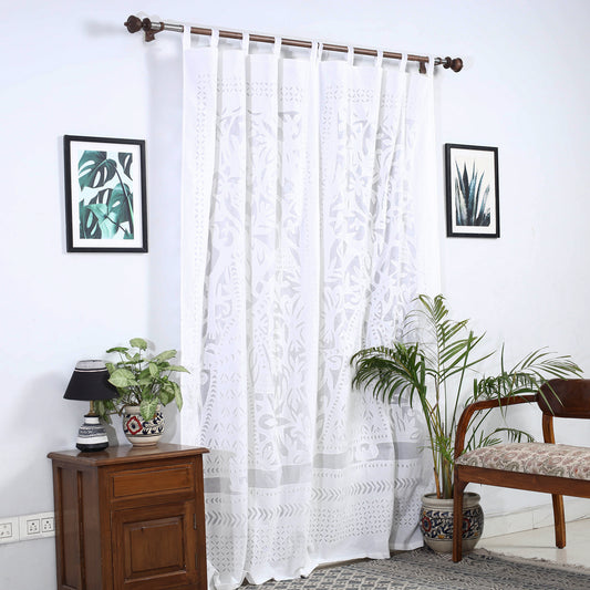 White - Applique King Cutwork Cotton Door Curtain from Barmer (7 x 3.5 feet) (single piece)