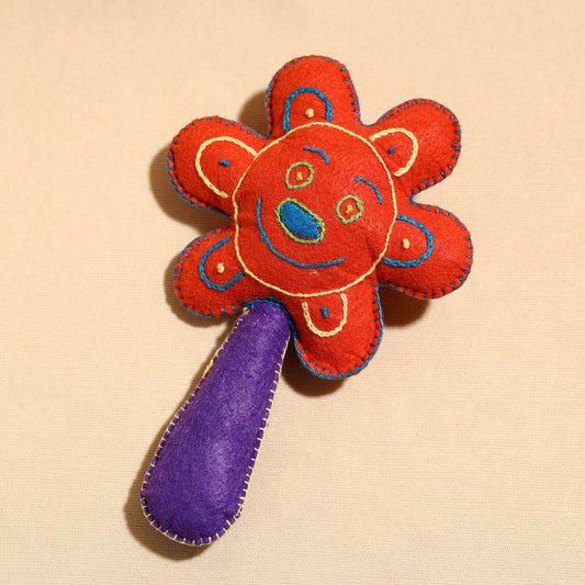 Flower Rattle - Handcrafted Embroidered Felt Toy