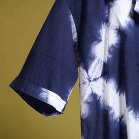 Buy Blue Half Sleeve Tie & Dye Cotton Men Shibori Shirt