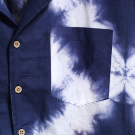 Buy Blue Half Sleeve Tie & Dye Cotton Men Shibori Shirt