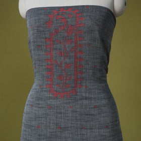 Grey - handloom cotton unstitched phulia jamdani kurta