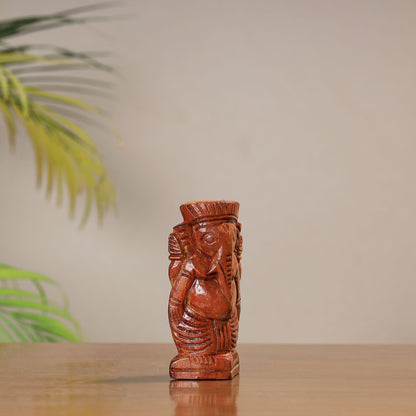 Lord Ganesha - Traditional Burdwan Wood Craft Sculpture (Small) (4.5 in) 24