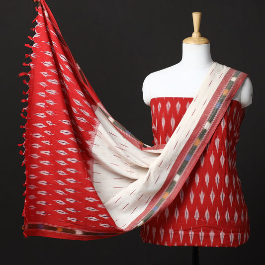 3pc Pochampally Ikat Weave Handloom Cotton Suit Material Set 21