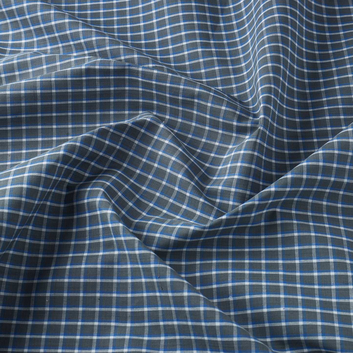 Blue - Mangalagiri Handloom Checks Cotton Fabric