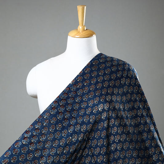Ajrakh Hand Block Printed Modal Silk Precut Fabric (2.5 meter) 56
