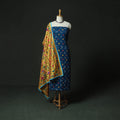 Blue - Kutch Bandhani Tie-Dye Cotton 2pc Unstitched Dress Material Kurta Set with Earrings 35