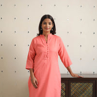 Aarohi Peach Flex Cotton Straight Plain Kurta