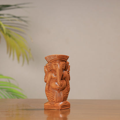 Lord Ganesha - Traditional Burdwan Wood Craft Sculpture (Small) (4.5 in) 25
