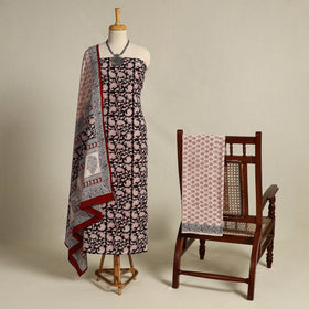 Black 3pc Bagh Print Cotton Dress Material Set