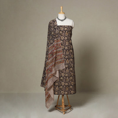 Black - 2pc pedana cotton unstitched kalamkari dress