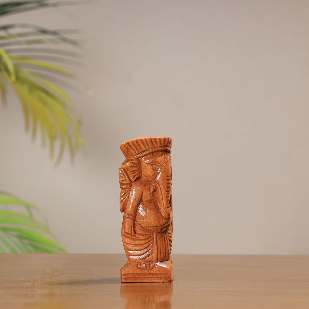 Lord Ganesha - Traditional Burdwan Wood Craft Sculpture (Small) (4.5 in) 25