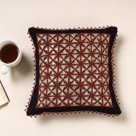 Multicolor Kala Raksha Rabari Hand Embroidered Pure Cotton Cushion Cover