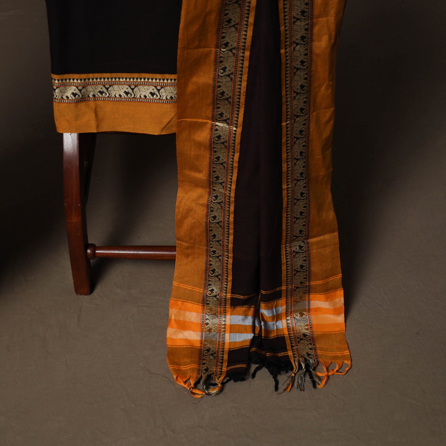 Dharwad Mercerised Cotton 3pc Unstitched Dress Material Suit Set with Woven Border 01