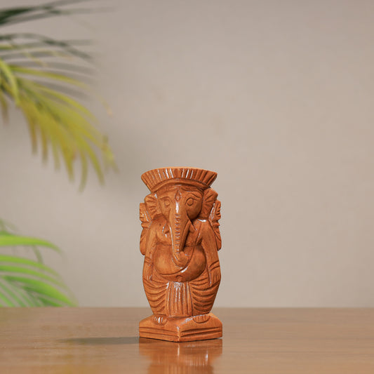 Lord Ganesha - Traditional Burdwan Wood Craft Sculpture (Small) (4.5 in) 25