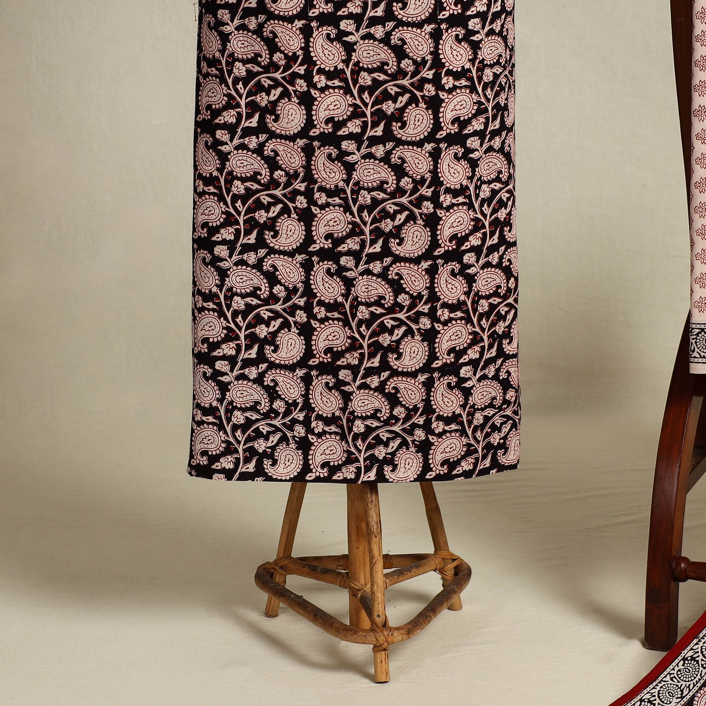 Black 3pc Bagh Print Cotton Dress Material Set