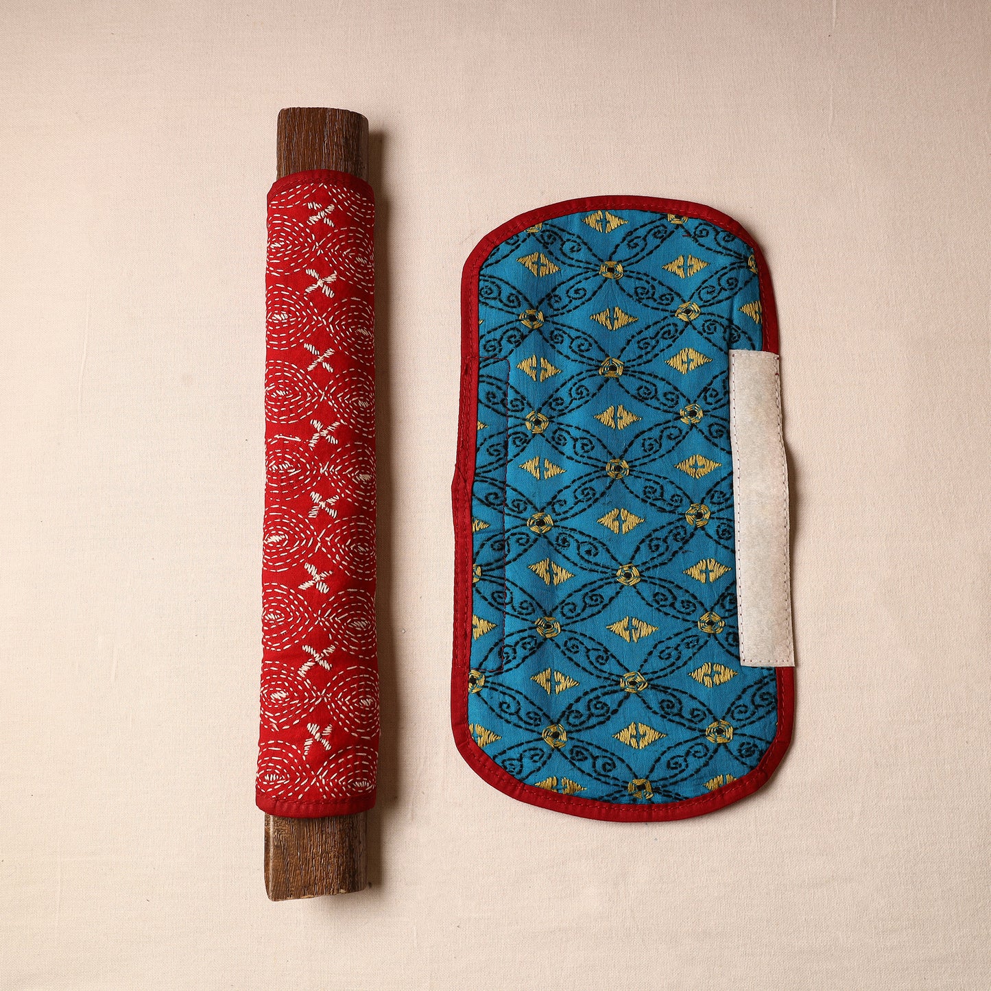 Bengal Kantha Work Handmade Fridge Handle Cover (Set of 2) 40