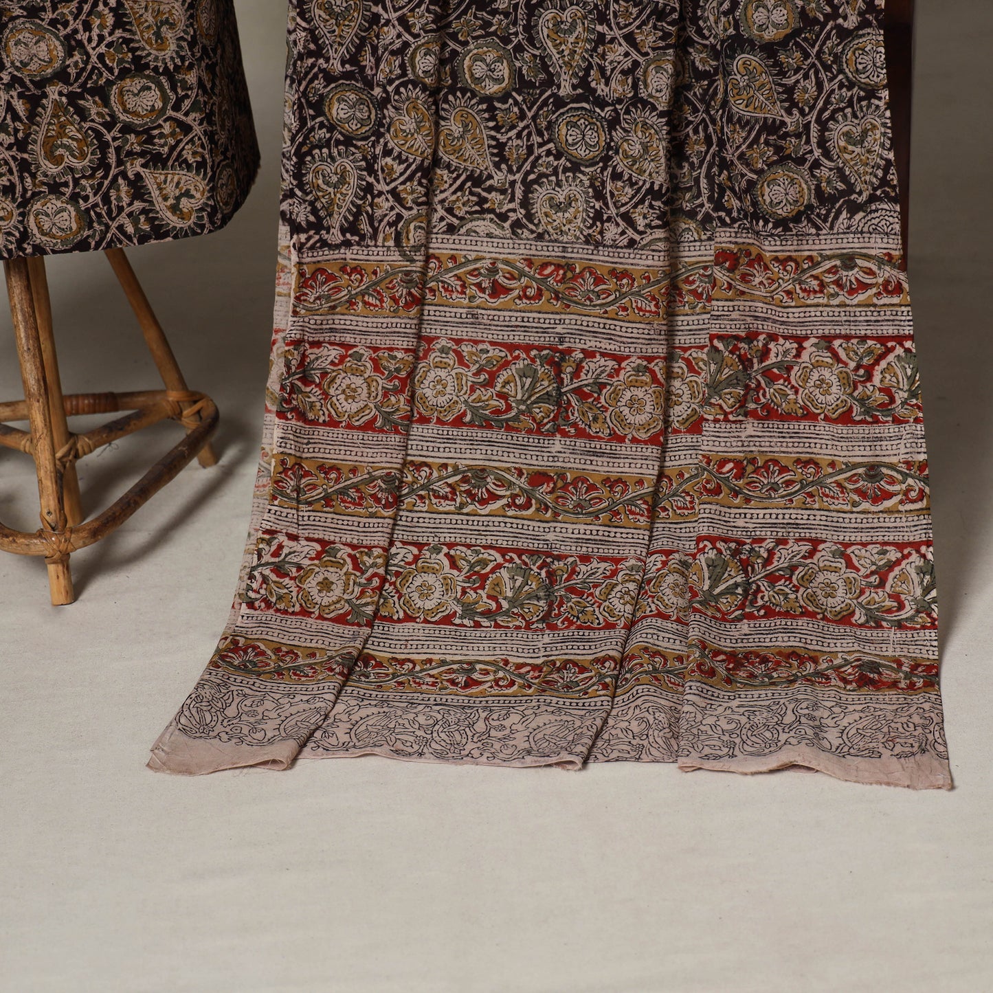 Black - 2pc pedana cotton unstitched kalamkari dress