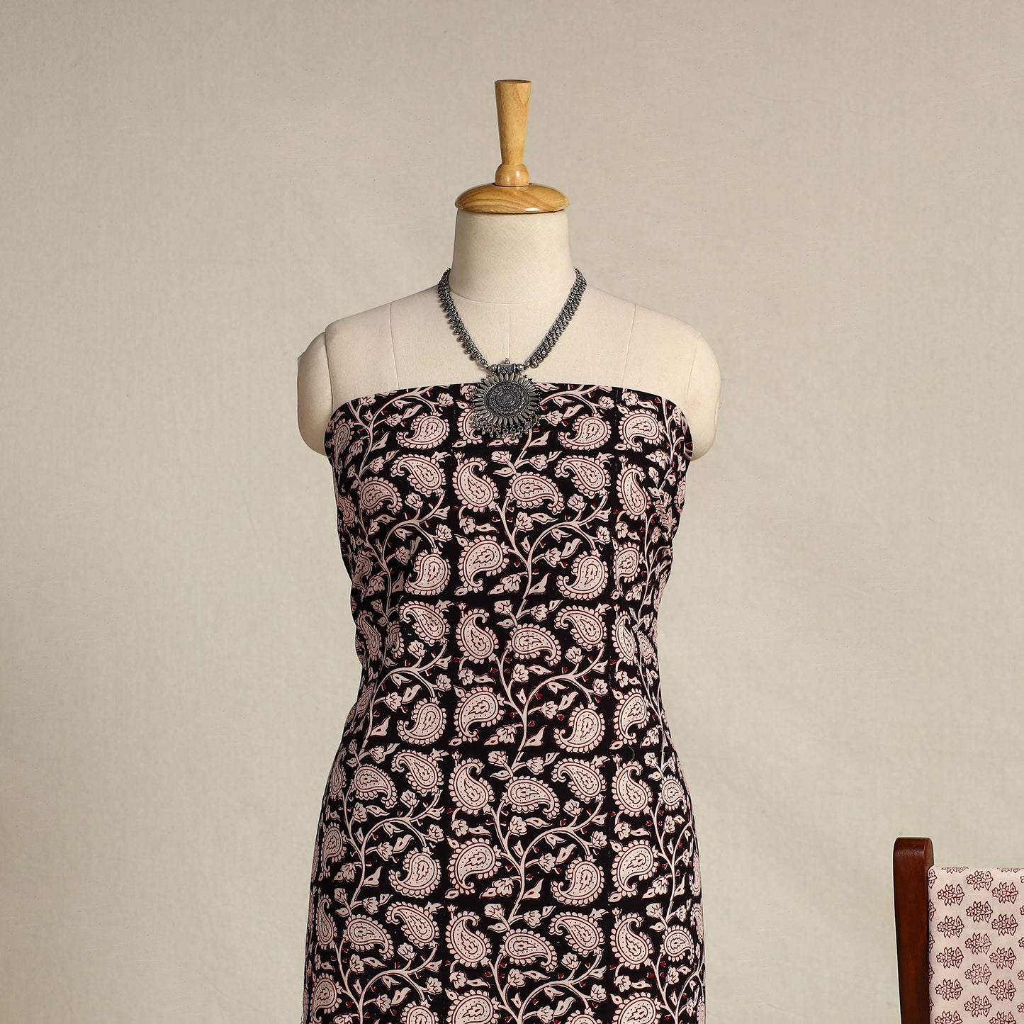 Black 3pc Bagh Print Cotton Dress Material Set