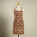 Brown Kalamkari Block Print Cotton Apron with Pocket