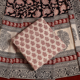 Black 3pc Bagh Print Cotton Dress Material Set