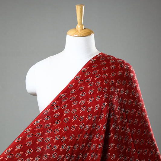 Red - Ajrakh Hand Block Printed Modal Silk Fabric 63