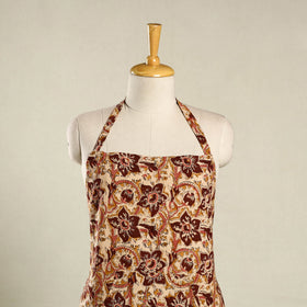 Brown Kalamkari Block Print Cotton Apron with Pocket