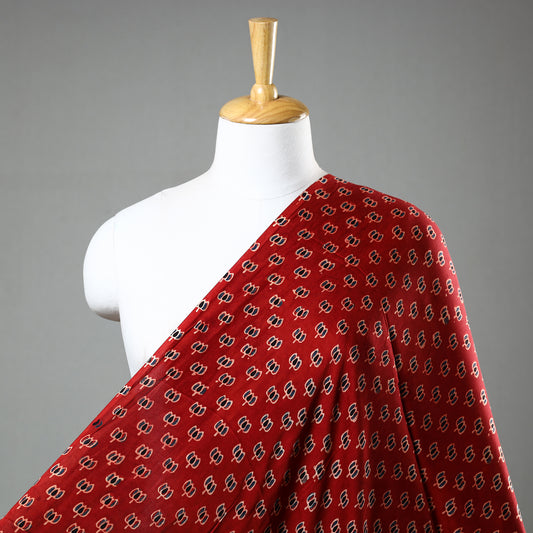 Red - Ajrakh Hand Block Printed Modal Silk Fabric 64