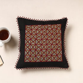 Multicolor - Kala Raksha Rabari Hand Embroidered Cotton Cushion Cover (12 x 12 in)