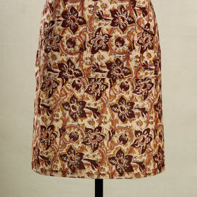 Brown Kalamkari Block Print Cotton Apron with Pocket