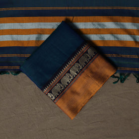 Dharwad Mercerised Cotton 3pc Unstitched Dress Material Suit Set with Woven Border 02