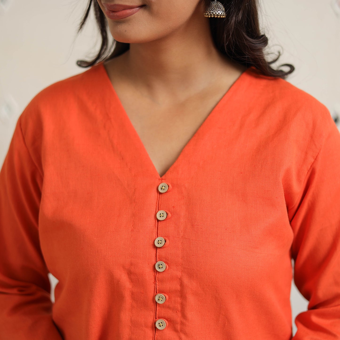 Alima Orange Flex Cotton Straight Plain Kurta