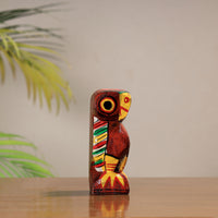 Owl - Traditional Burdwan Wood Craft Handpainted Sculpture (Medium) 27