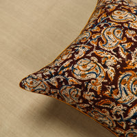 Brown - Block Print Cotton Kalamkari Cushion Cover 84