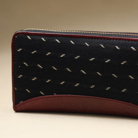 Black Handcrafted Jacquard Weave Leather Wallet
