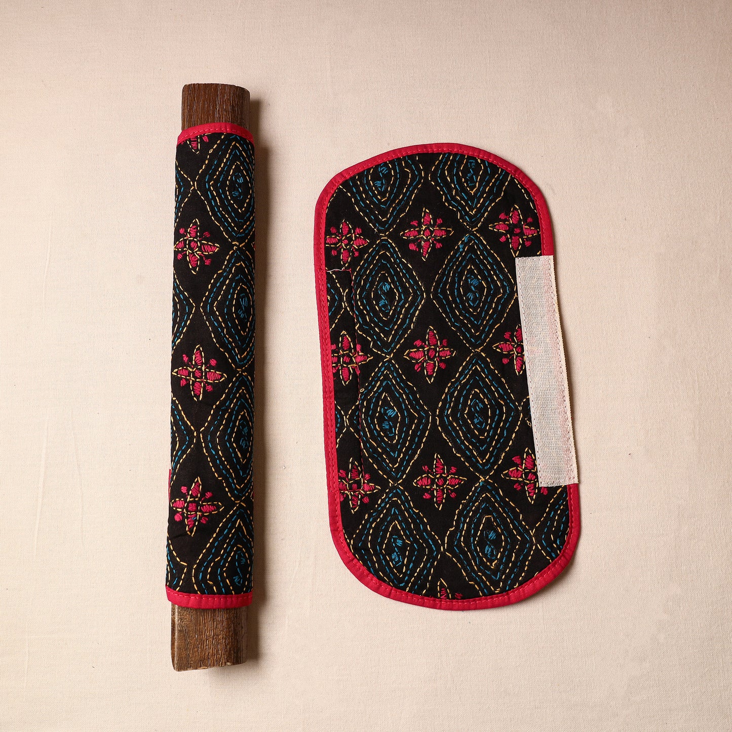 Bengal Kantha Work Handmade Fridge Handle Cover (Set of 2) 47