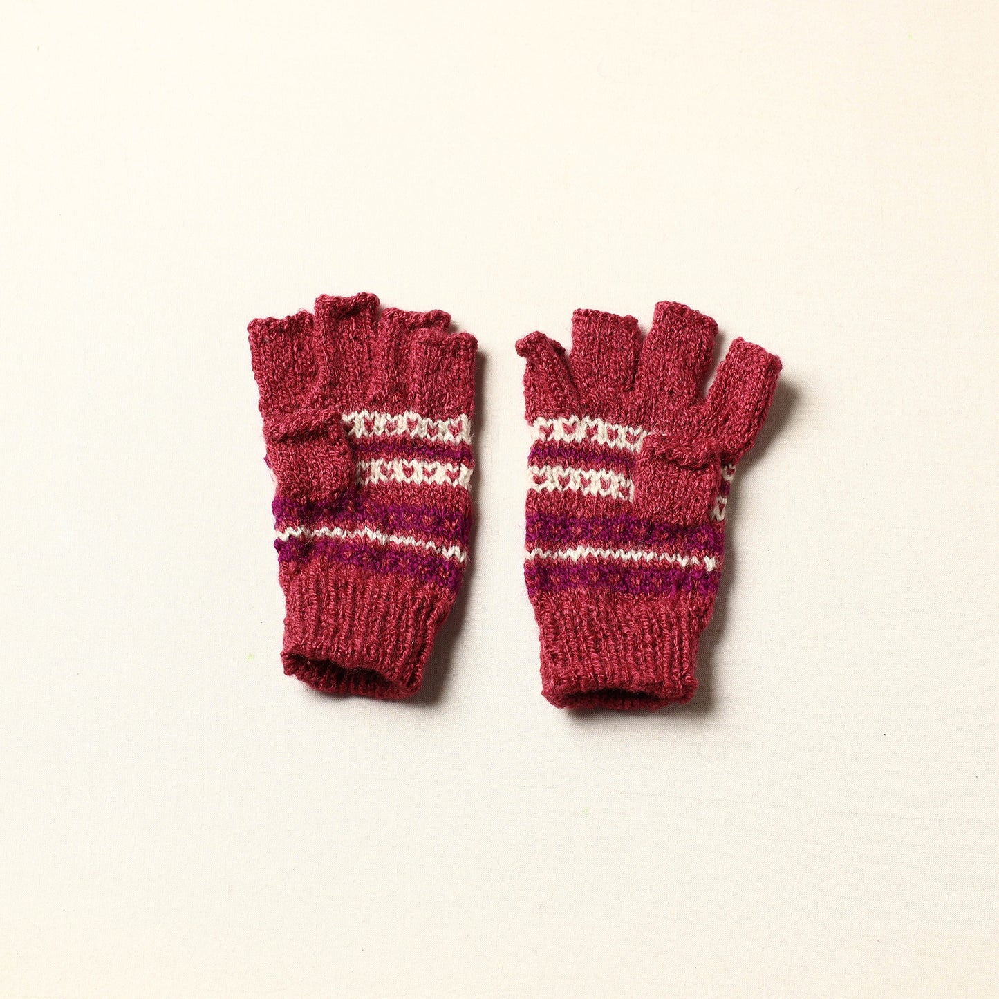 Red - Kumaun Hand Knitted Woolen Gloves (Kids)