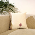  Beige Kantha Work Chanderi Silk Cushion Cover