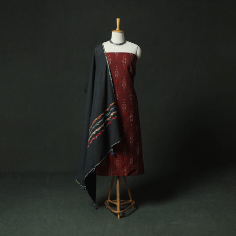 Pochampally Ikat Weave Cotton 2pc Unstitched Dress Material Kurta Set 03