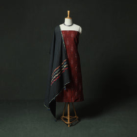 Pochampally Ikat Weave Cotton 2pc Unstitched Dress Material Kurta Set 03