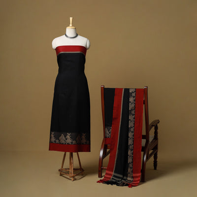 Dharwad Cotton 3pc Unstitched Dress Material with Border 64