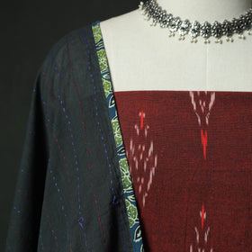 Pochampally Ikat Weave Cotton 2pc Unstitched Dress Material Kurta Set 03