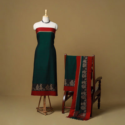 Dharwad Cotton 3pc Unstitched Dress Material with Border 65