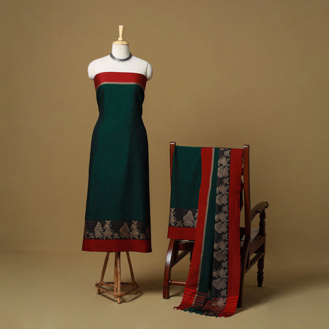 Dharwad Cotton 3pc Unstitched Dress Material with Border 65