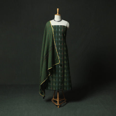 Pochampally Ikat Weave Cotton 2pc Unstitched Dress Material Kurta Set 04