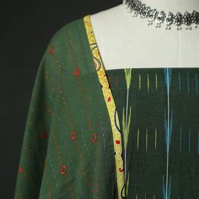 Pochampally Ikat Weave Cotton 2pc Unstitched Dress Material Kurta Set 04