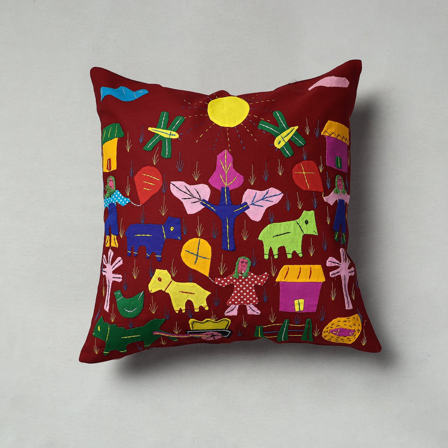 Applique Work Cushion Cover