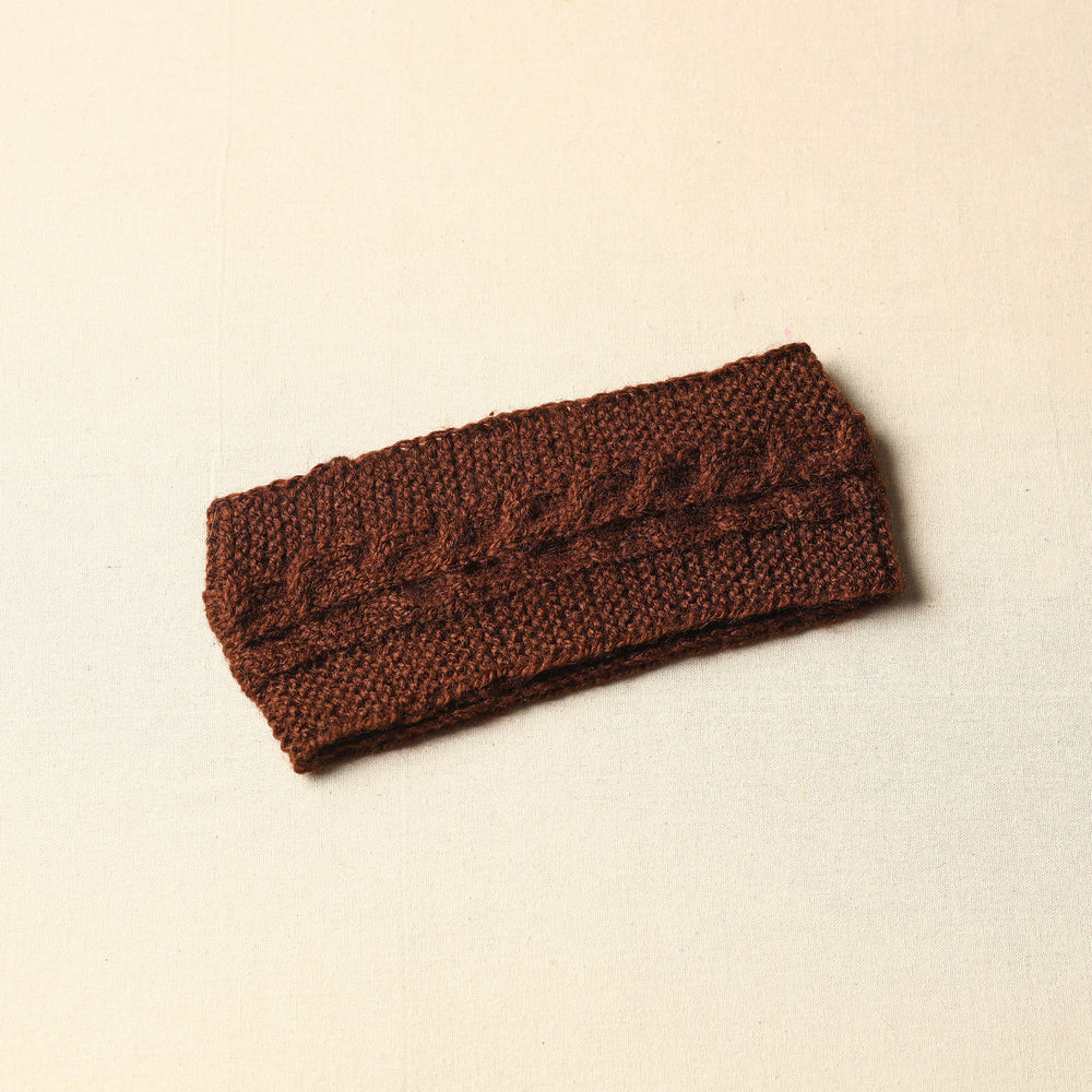 Brown - Kumaun Hand Knitted Woolen Warm Headband 34