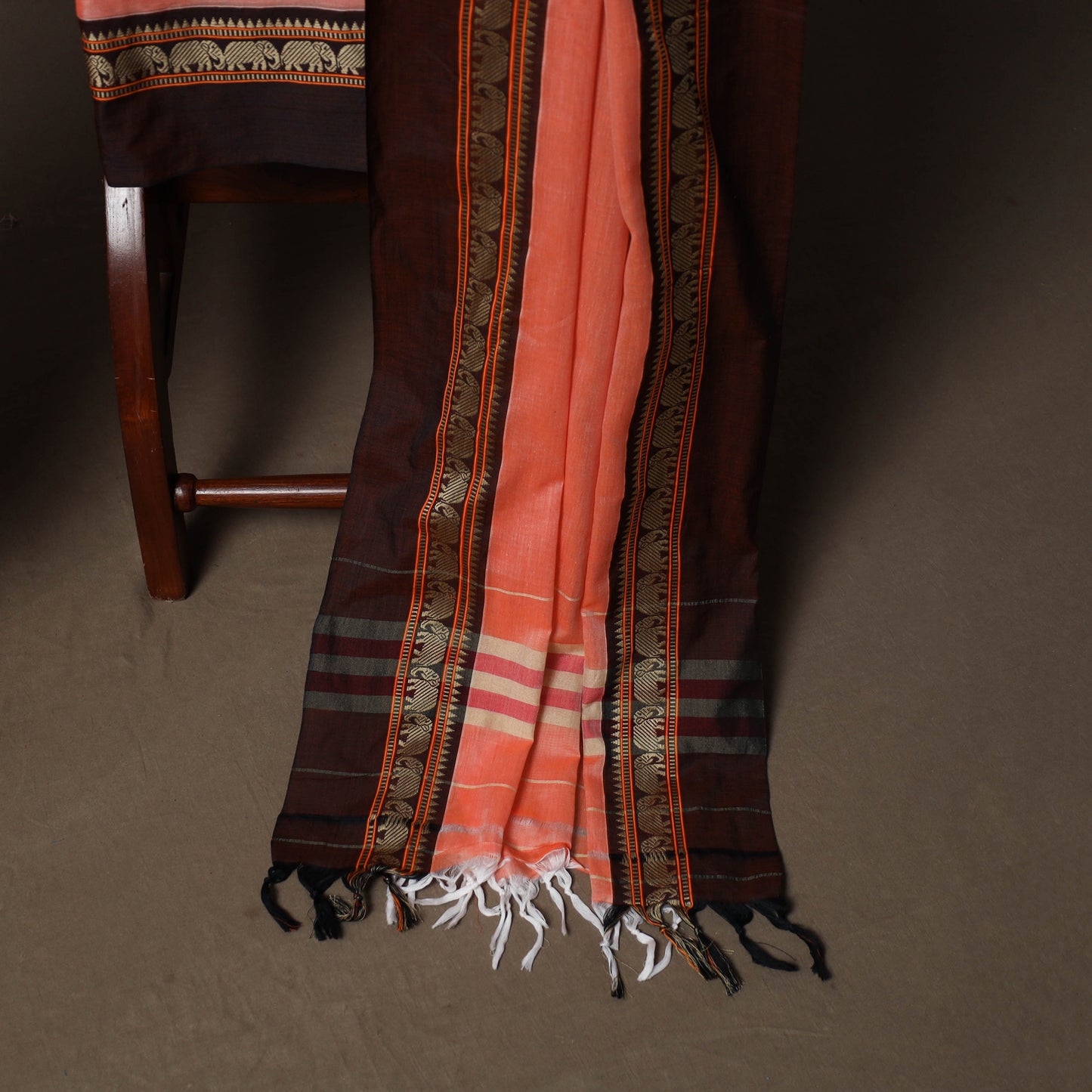 Dharwad Mercerised Cotton 3pc Unstitched Dress Material Suit Set with Woven Border 05