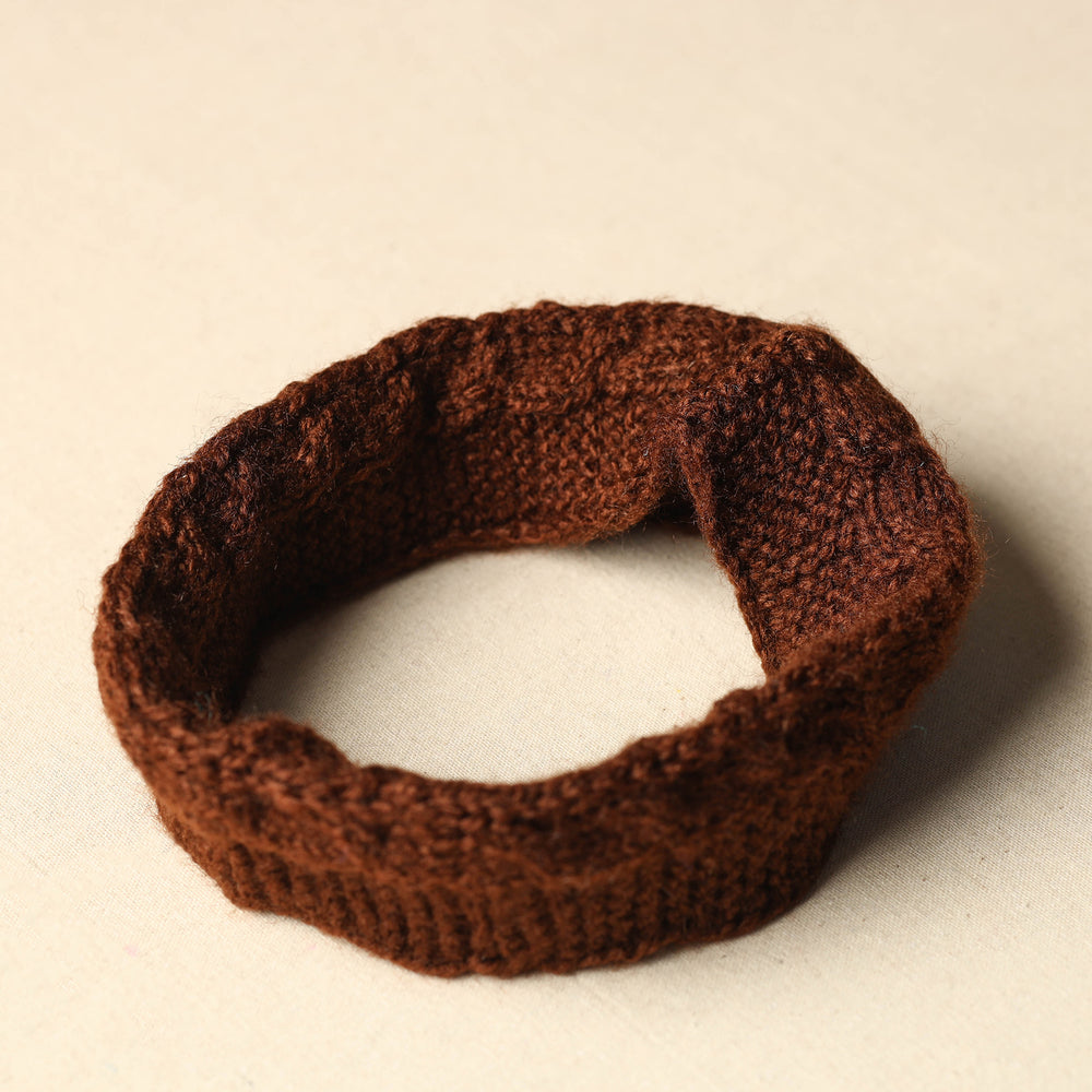 Brown - Kumaun Hand Knitted Woolen Warm Headband 34